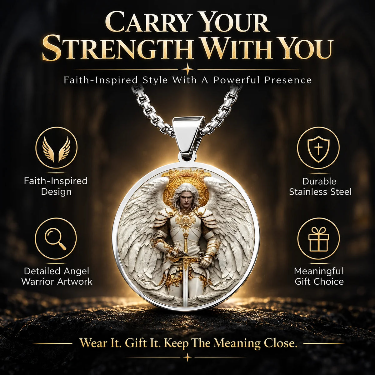 GuardianSoul – Angel Warrior Men’s Necklace
