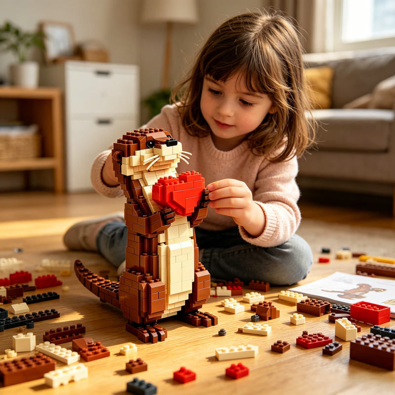 LoveTide – Heart-Holding Otter Building Model