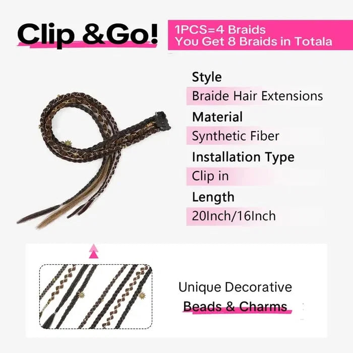 BohoGlow – Beaded Clip-In Braids