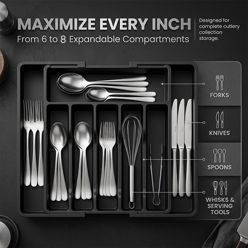 Kitchen Expandable Silverware Drawer Organizer