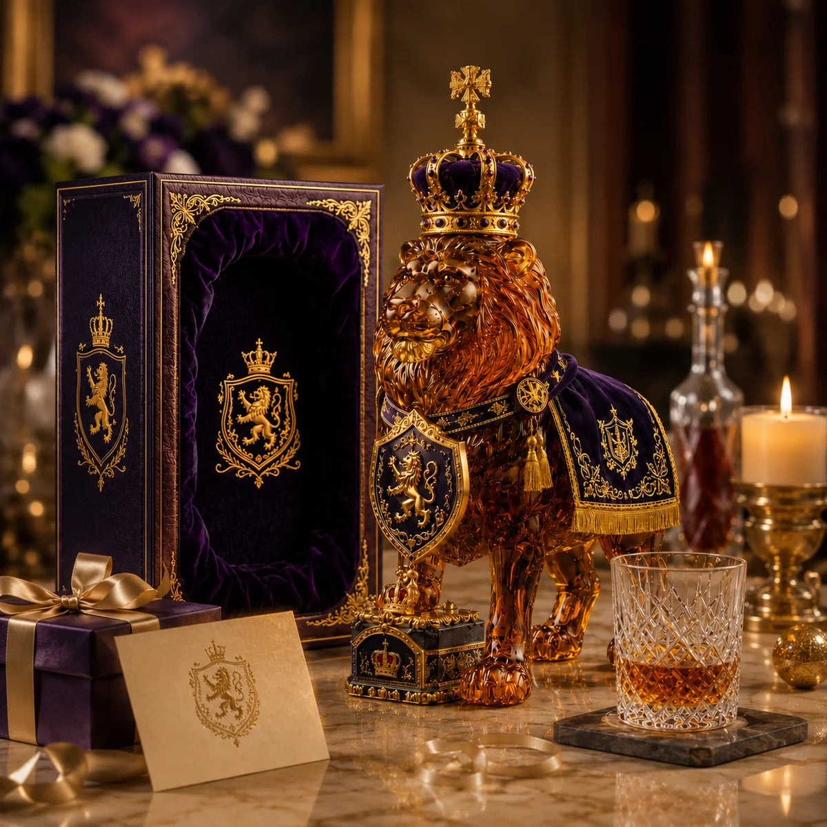 RoyalVessel – Premium Lion Design Glass Decanter