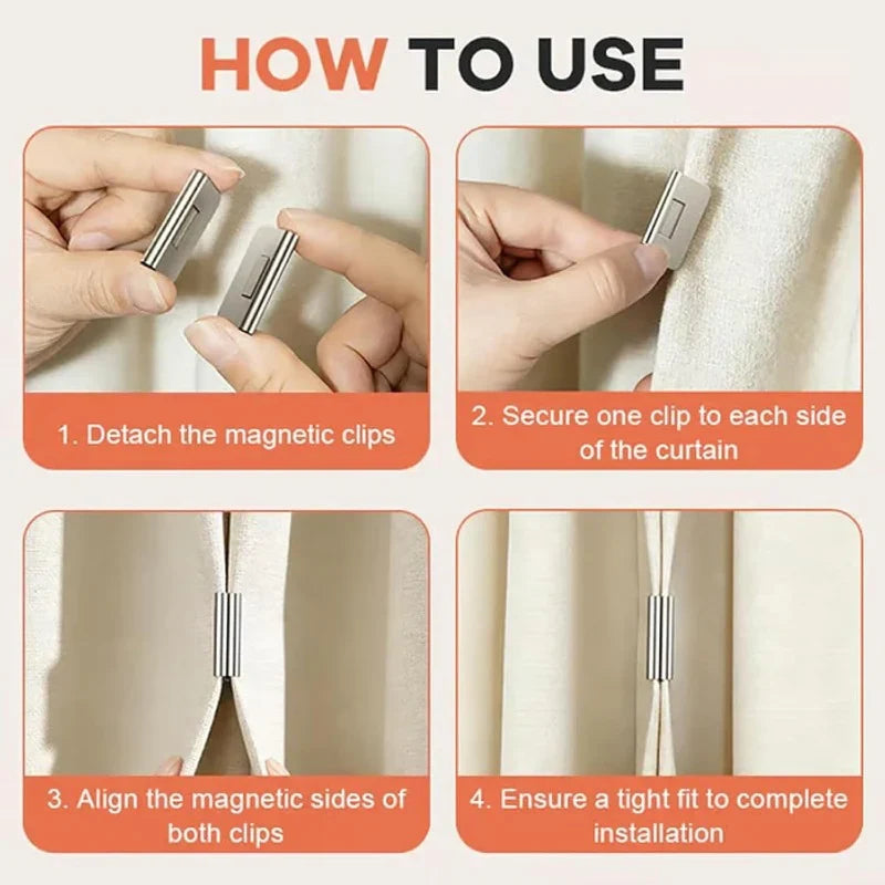 CurtainSnap – No-Drill Magnetic Curtain Holders