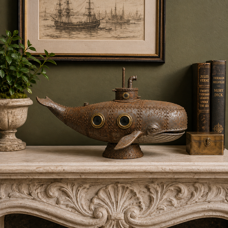 WhaleMechanica – Industrial Nautical Whale Display Sculpture