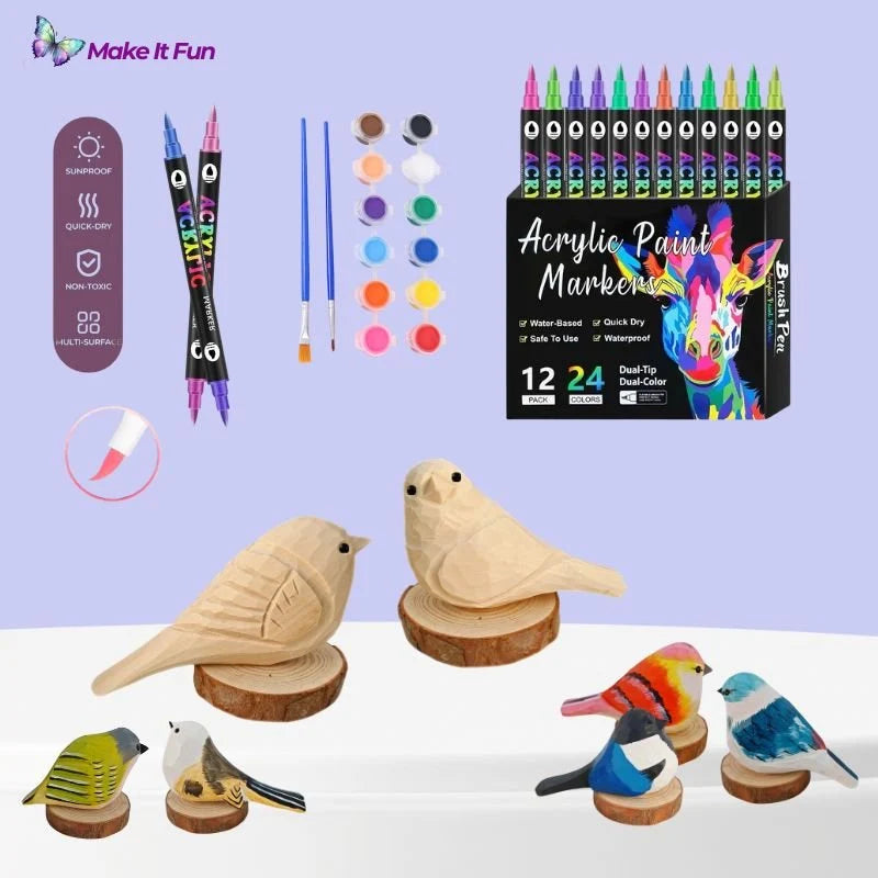 CraftedWings – Hand-Carved Wooden Bird Set