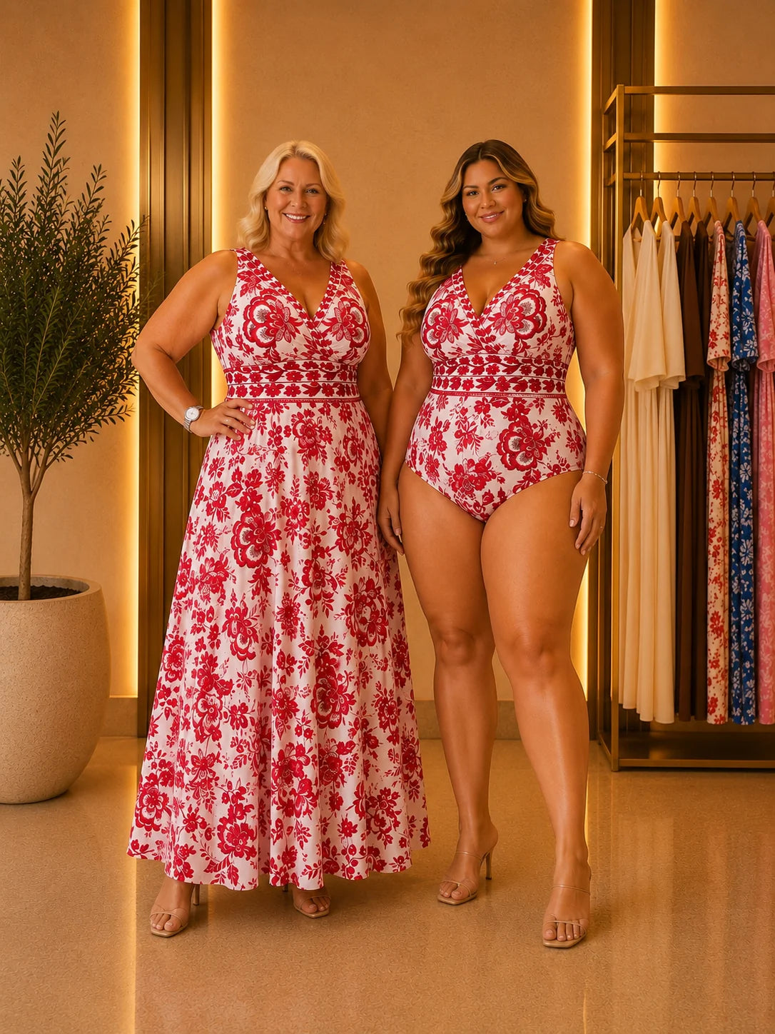 LuxePetal – Elegant Floral Ruched Maxi Dress Set