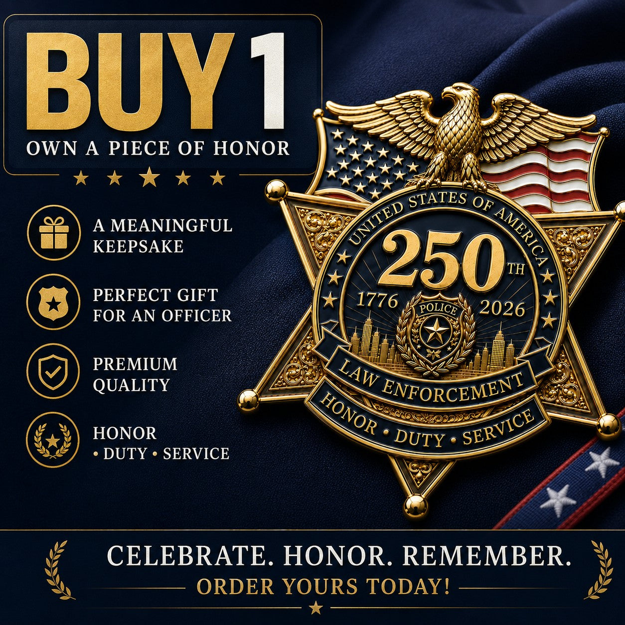 ★Anniversary 49% OFF - America 250 Law Enforcement Brooch