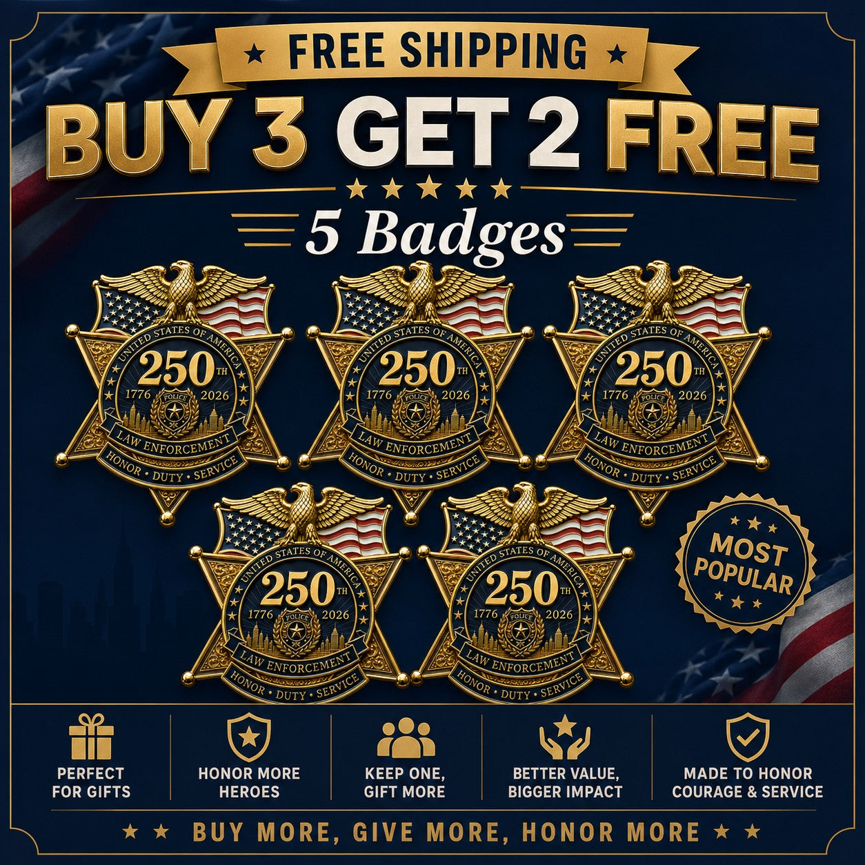 ★Anniversary 49% OFF - America 250 Law Enforcement Brooch