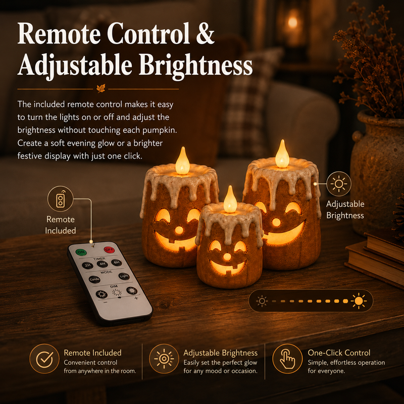 AutumnFlame – Lighted Autumn Pumpkin Candle Set