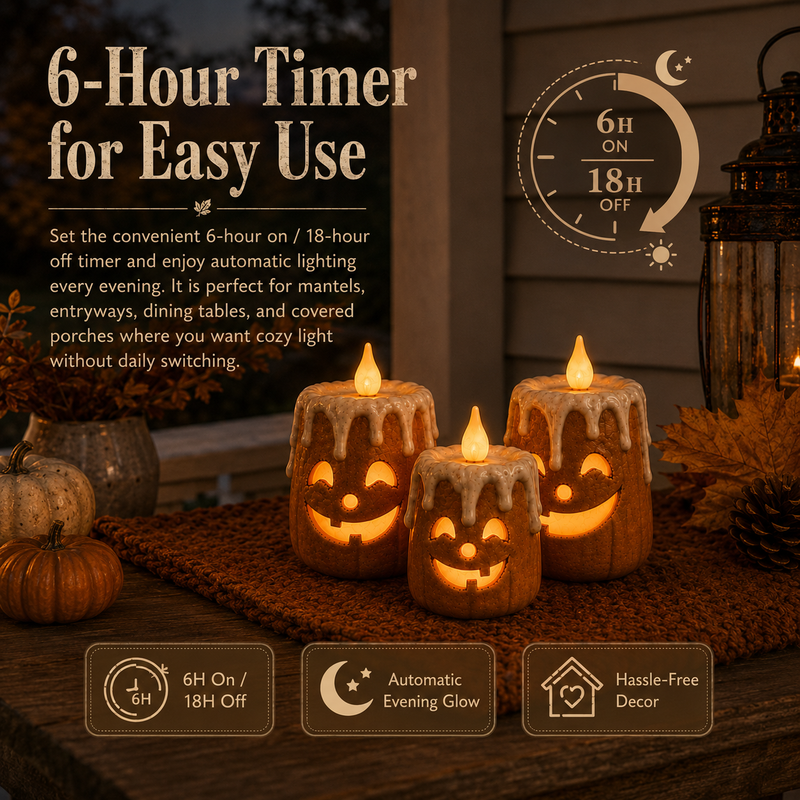 AutumnFlame – Lighted Autumn Pumpkin Candle Set