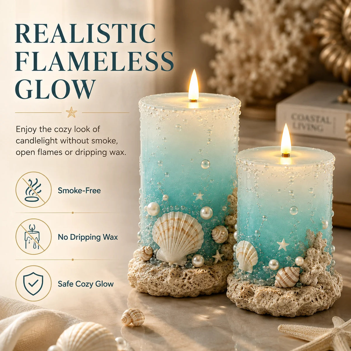 OceanNest – Coastal Decorative Candle Set
