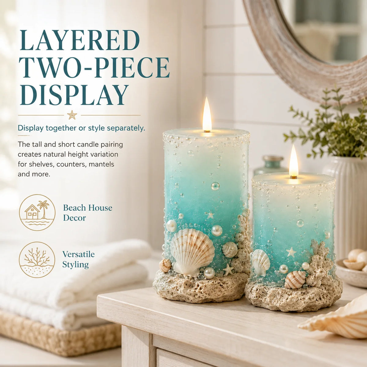 OceanNest – Coastal Decorative Candle Set