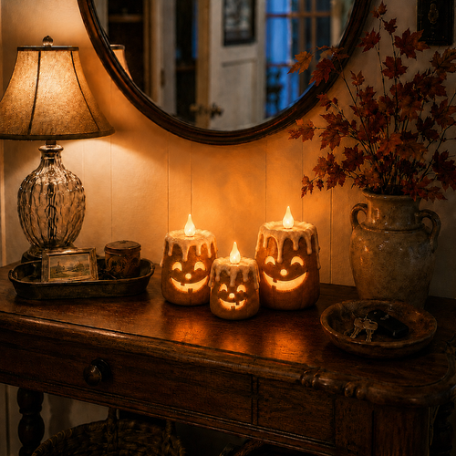 AutumnFlame – Lighted Autumn Pumpkin Candle Set