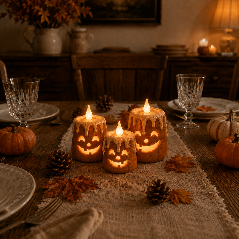 AutumnFlame – Lighted Autumn Pumpkin Candle Set