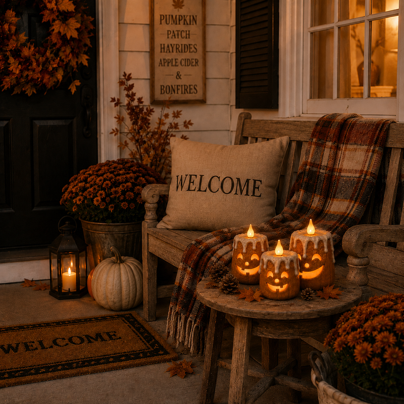 AutumnFlame – Lighted Autumn Pumpkin Candle Set