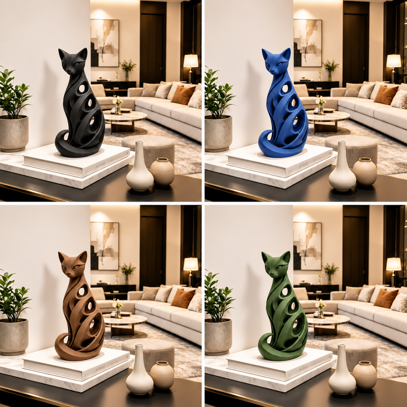SpiralPurr – Modern Spiral Cat Decorative Sculpture