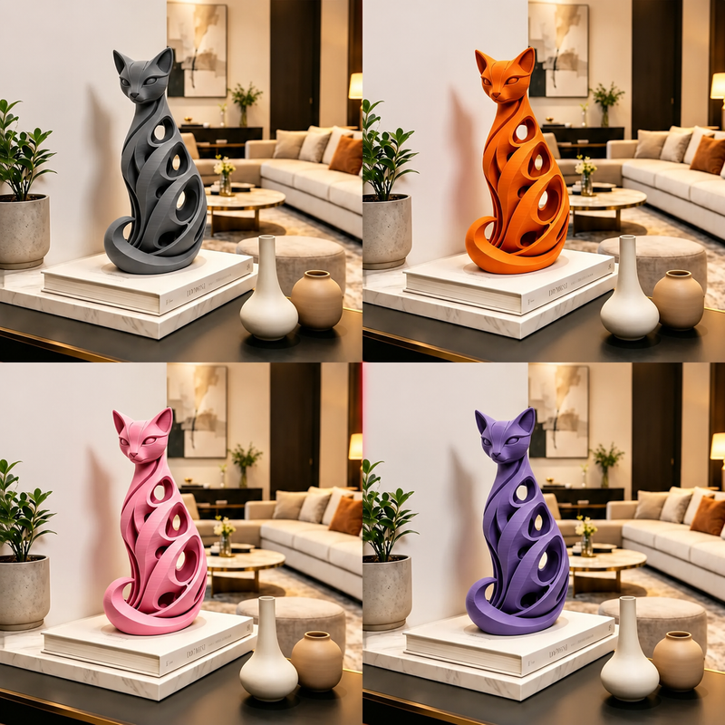 SpiralPurr – Modern Spiral Cat Decorative Sculpture