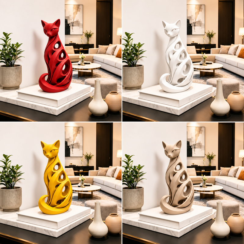 SpiralPurr – Modern Spiral Cat Decorative Sculpture