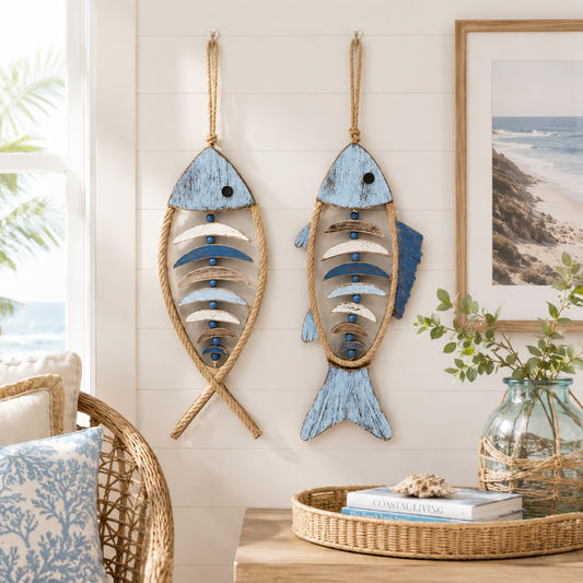HarborCharm  – Illuminated Driftwood Fish Wall Art