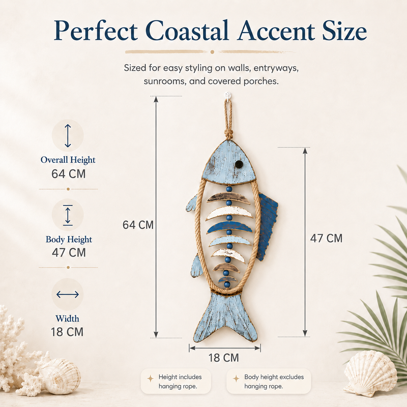 HarborCharm  – Illuminated Driftwood Fish Wall Art