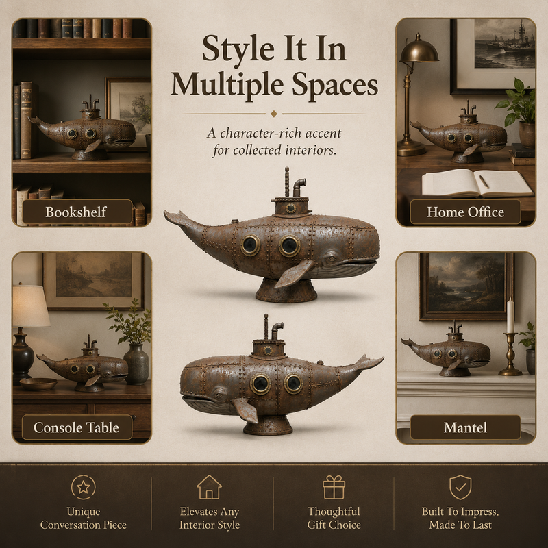 WhaleMechanica – Industrial Nautical Whale Display Sculpture