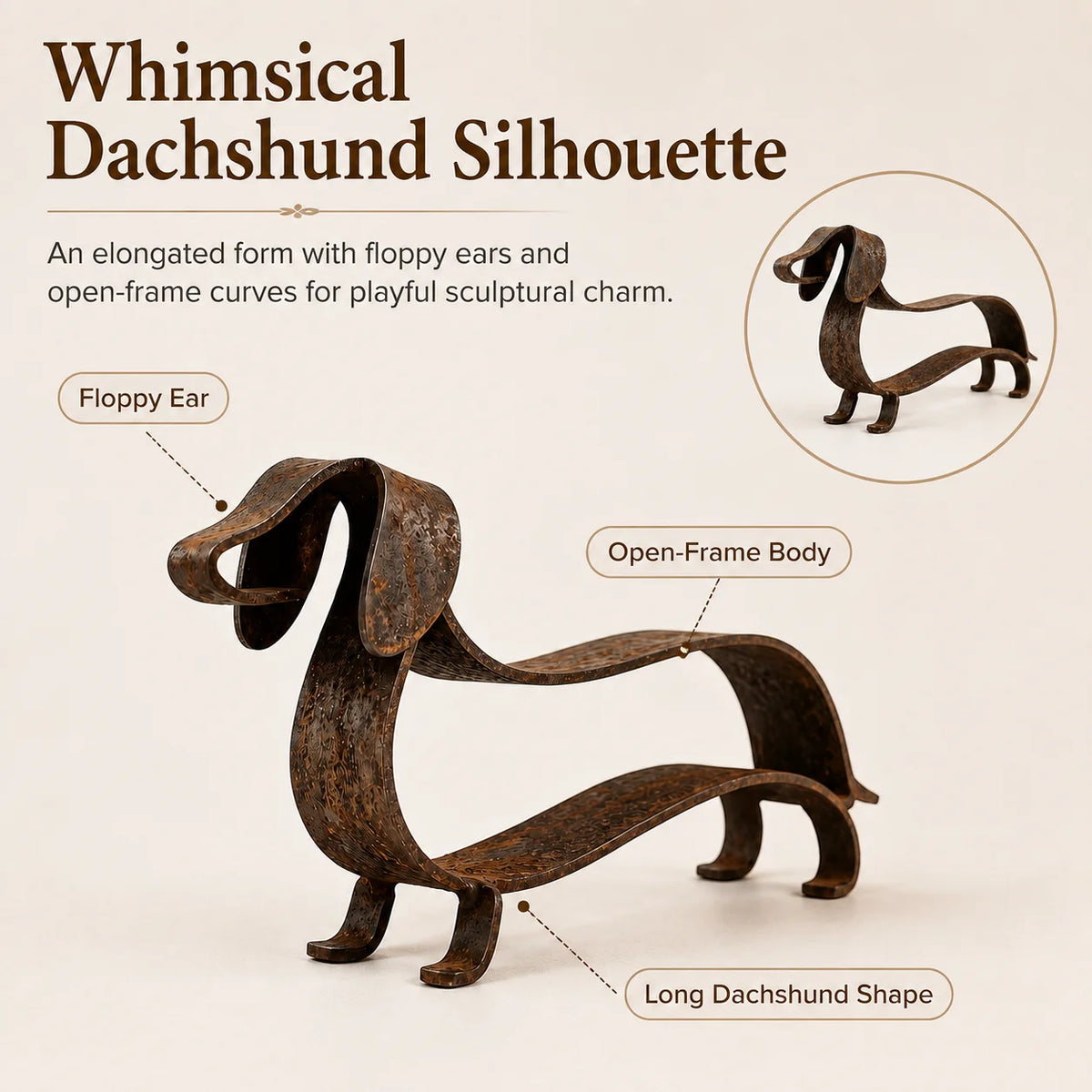 RustyDox – Rustic Dachshund Decorative Statue