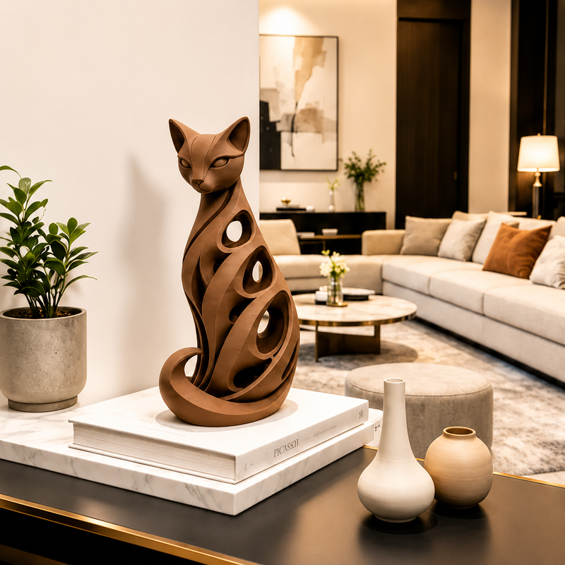 SpiralPurr – Modern Spiral Cat Decorative Sculpture