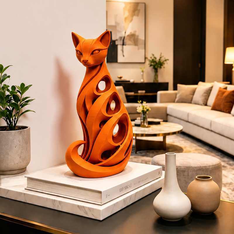 SpiralPurr – Modern Spiral Cat Decorative Sculpture