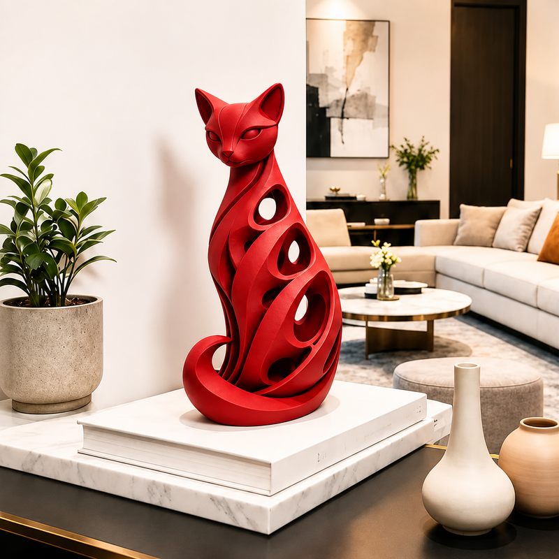 SpiralPurr – Modern Spiral Cat Decorative Sculpture
