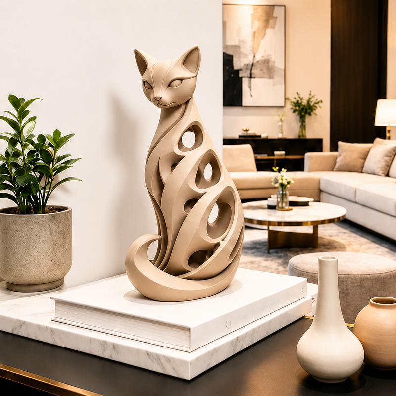 SpiralPurr – Modern Spiral Cat Decorative Sculpture
