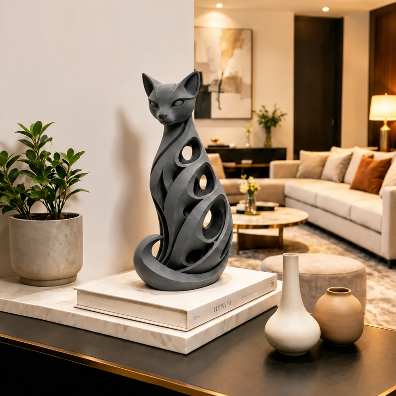 SpiralPurr – Modern Spiral Cat Decorative Sculpture
