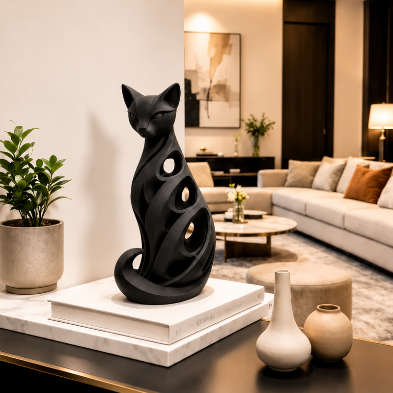 SpiralPurr – Modern Spiral Cat Decorative Sculpture