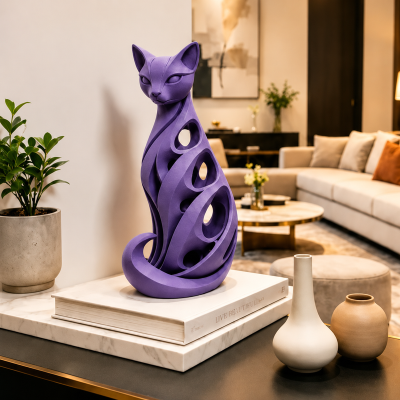 SpiralPurr – Modern Spiral Cat Decorative Sculpture