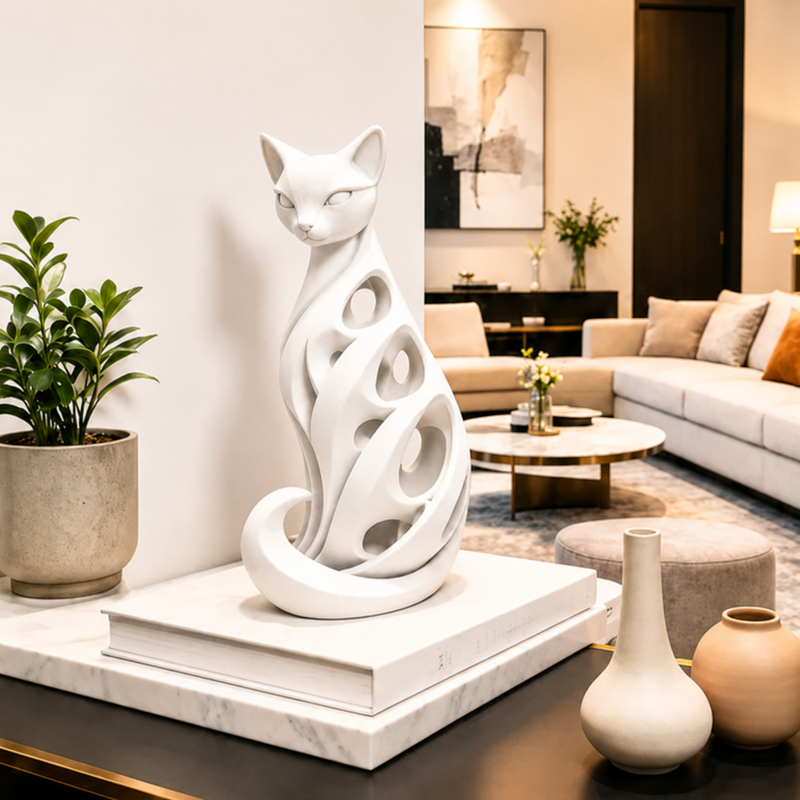 SpiralPurr – Modern Spiral Cat Decorative Sculpture
