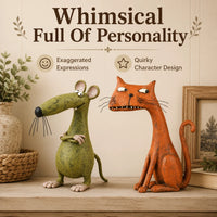 WhimsyTales – Vintage Cat & Mouse Figurine