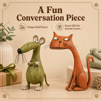 WhimsyTales – Vintage Cat & Mouse Figurine
