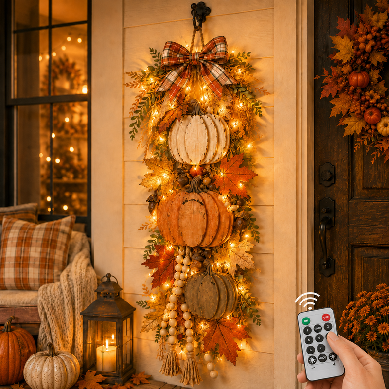 CozyHarvest – Wooden Pumpkin Porch Hanging Decor