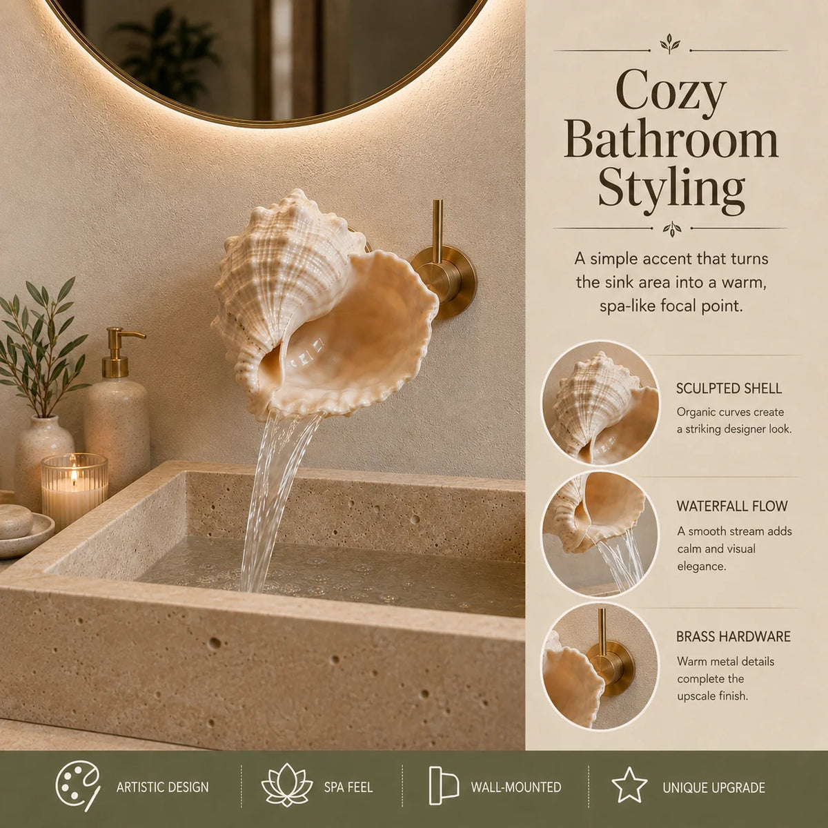 CoastalMuse – Sculptural Waterfall Sink Faucet