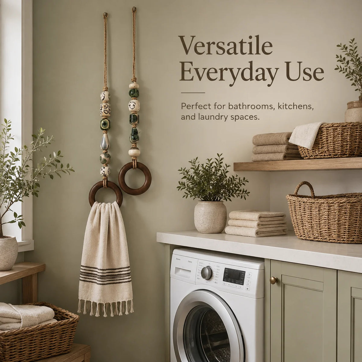 OakLienne – Decorative Beaded Wooden Towel Ring