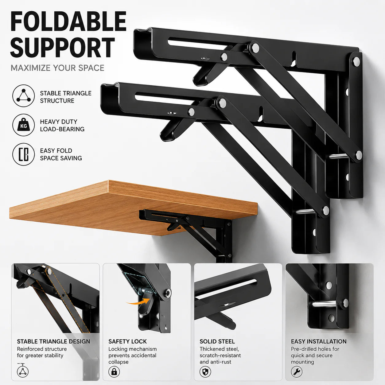 SpaceLift – Heavy Duty Folding Shelf Brackets