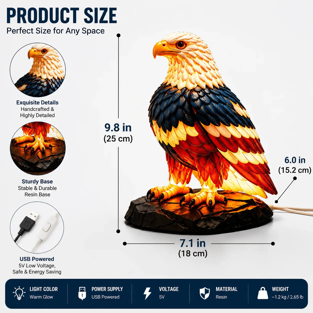 MajestiGlow – USB Powered Eagle Accent Lamp