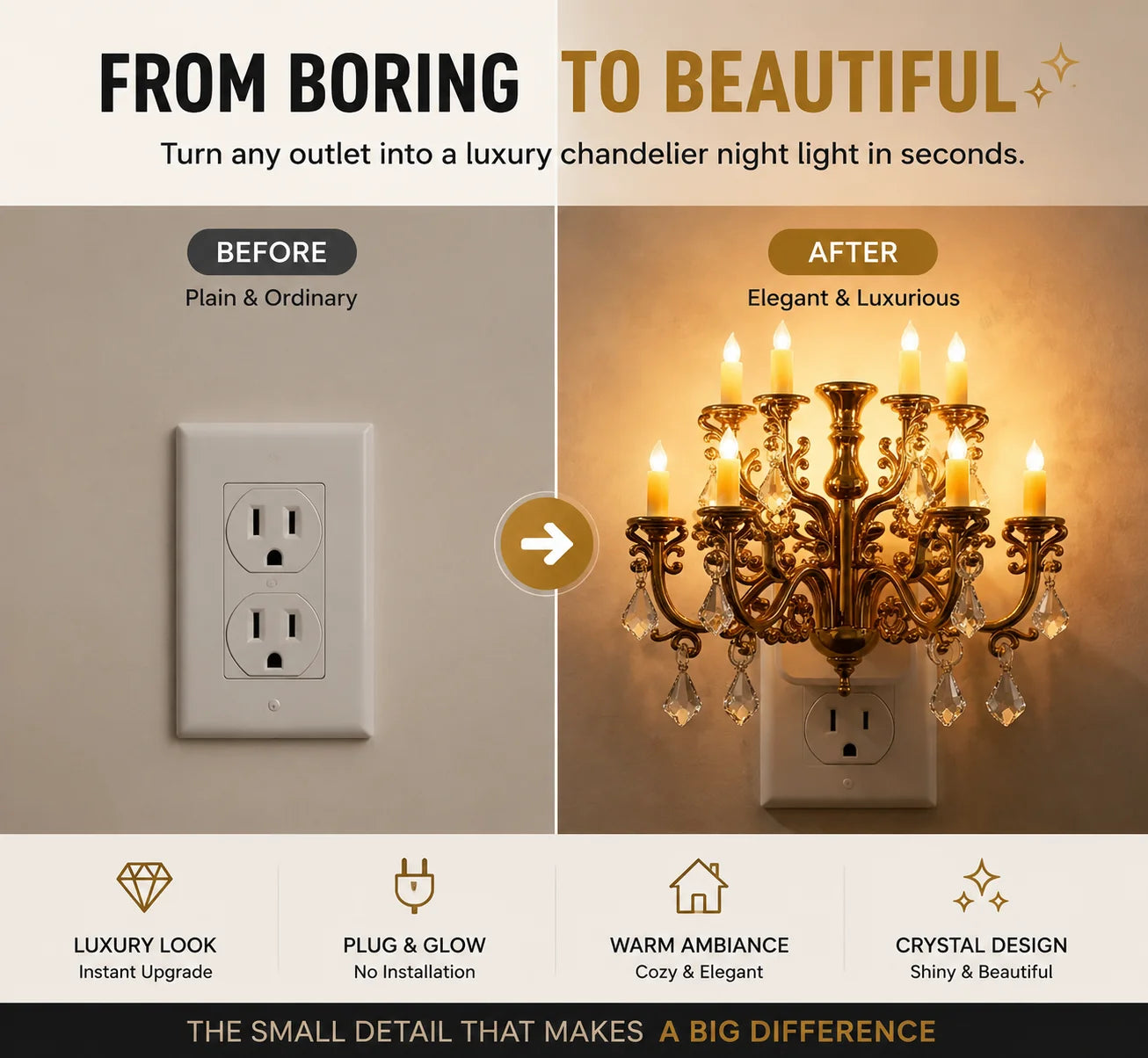 LumiCrystal – Plug-In Chandelier Night Light