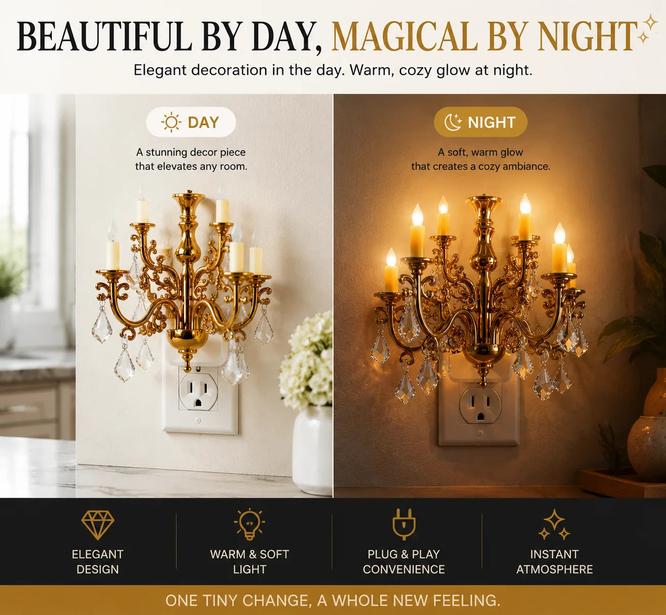 LumiCrystal – Plug-In Chandelier Night Light