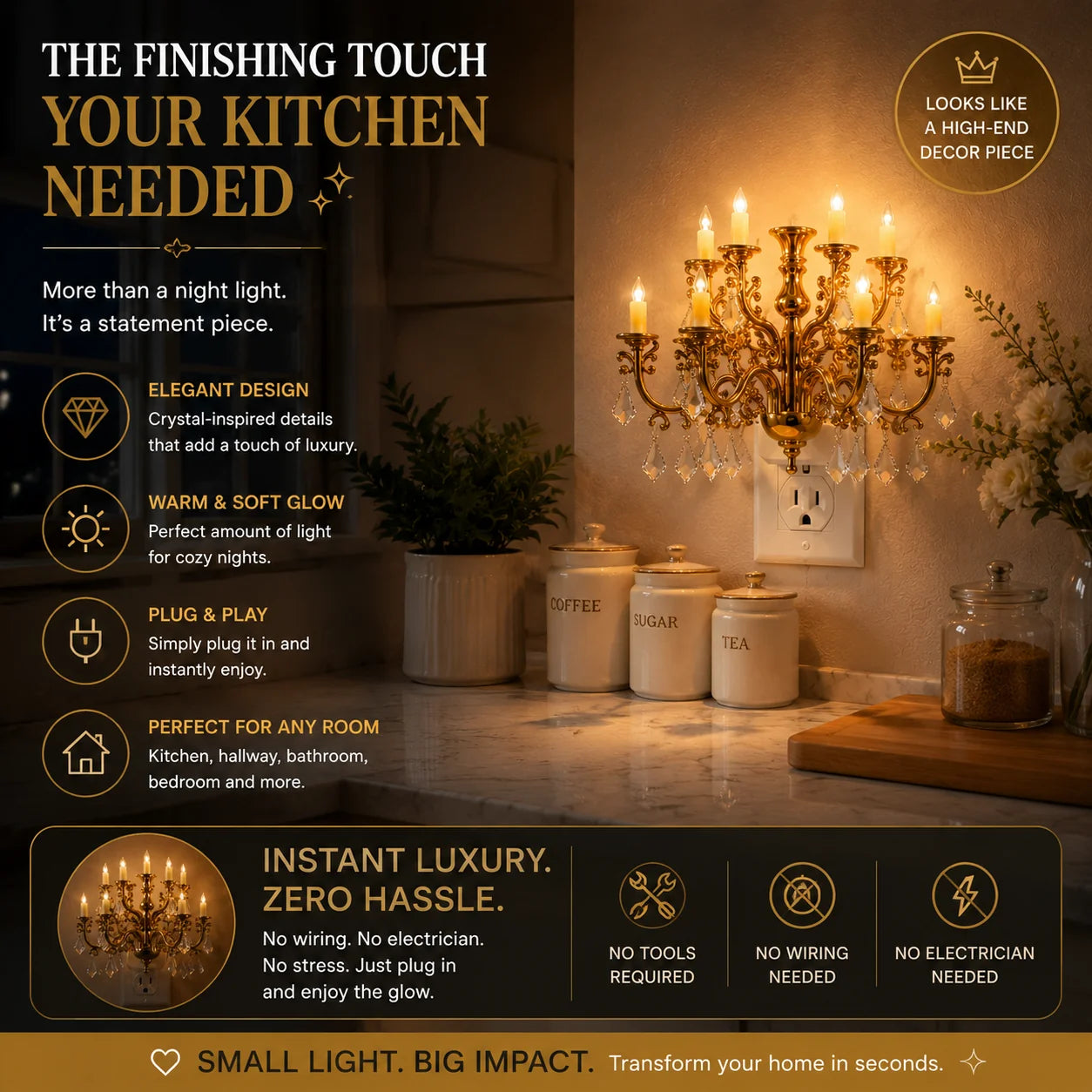 LumiCrystal – Plug-In Chandelier Night Light