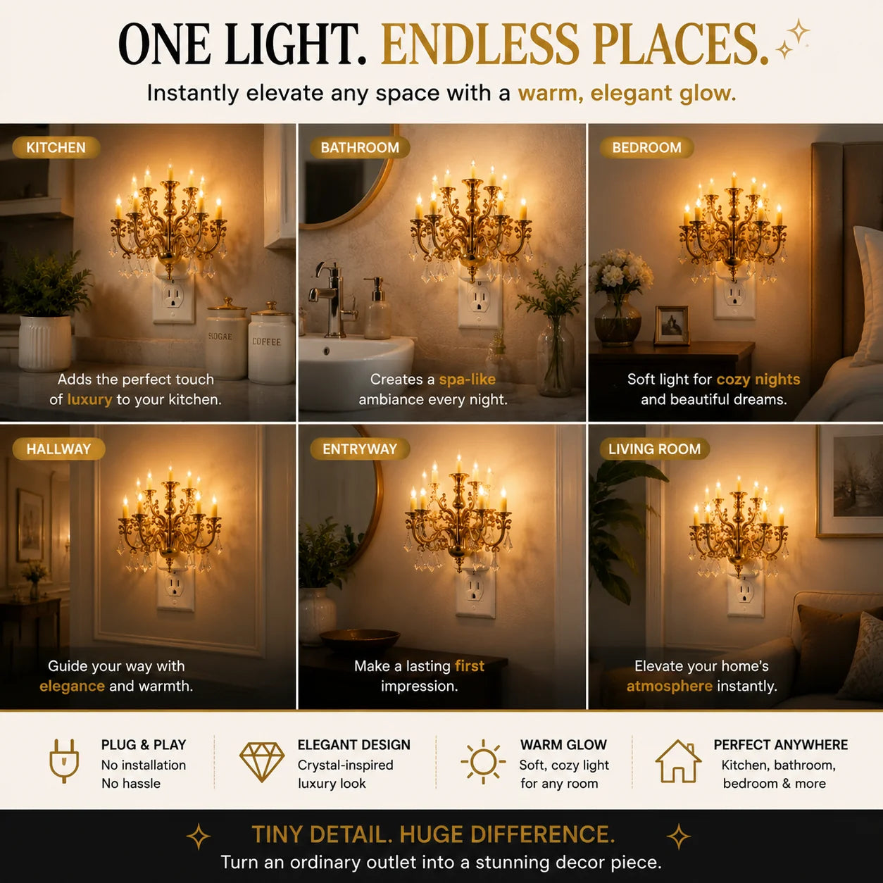 LumiCrystal – Plug-In Chandelier Night Light