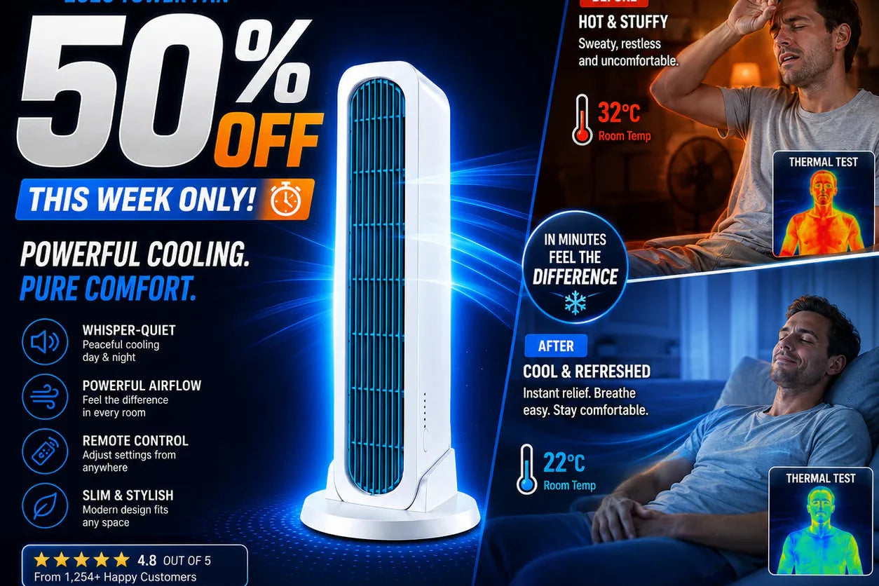 AeroCool – Fast Cooling Dual-Position Tower Fan