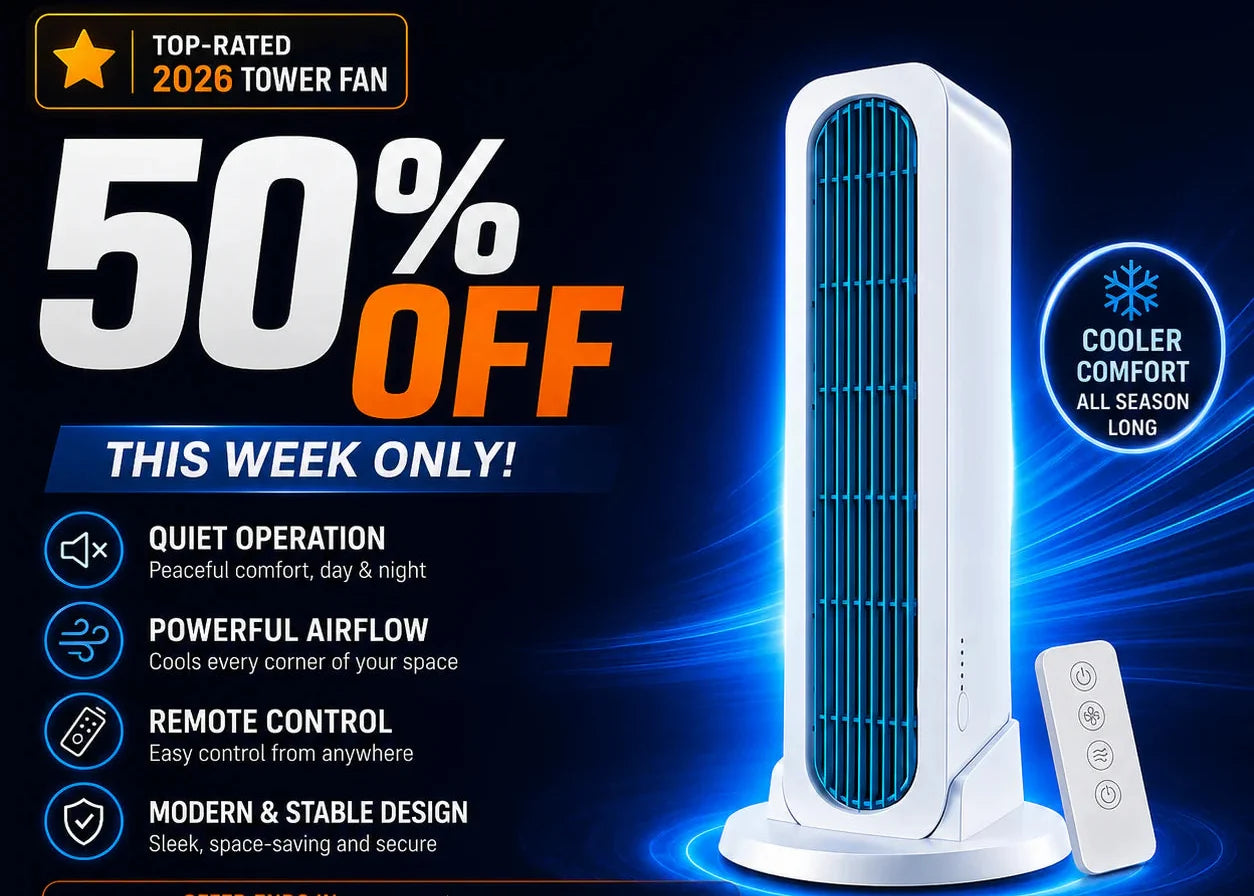 AeroCool – Fast Cooling Dual-Position Tower Fan