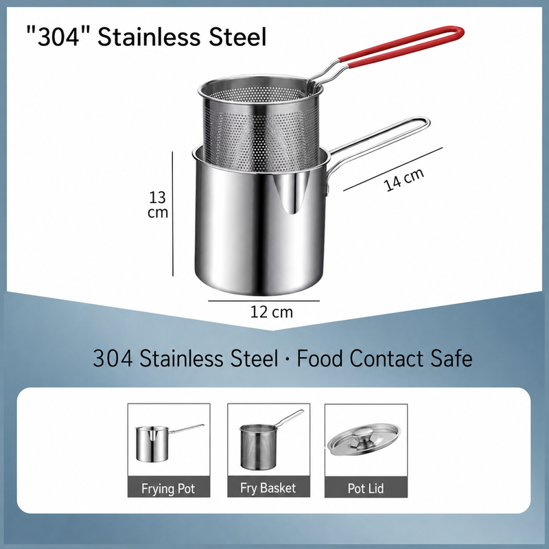 CrispPro – 304 Stainless Steel Oil-Saving Fryer Pot