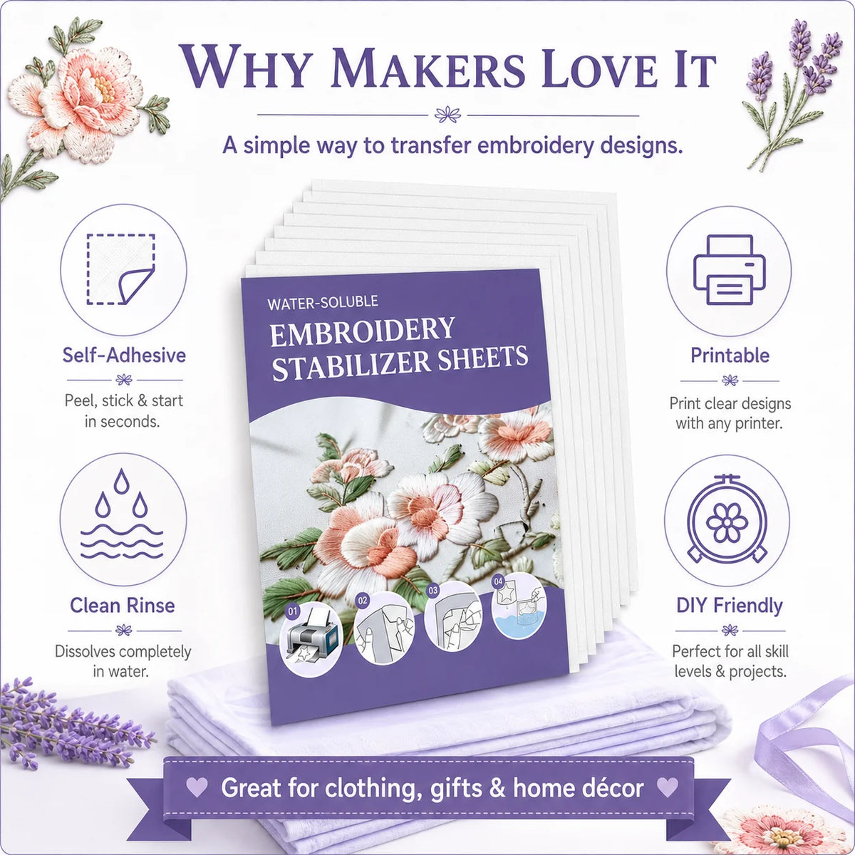 StitchEase – Printable Water-Soluble Embroidery Stabilizer