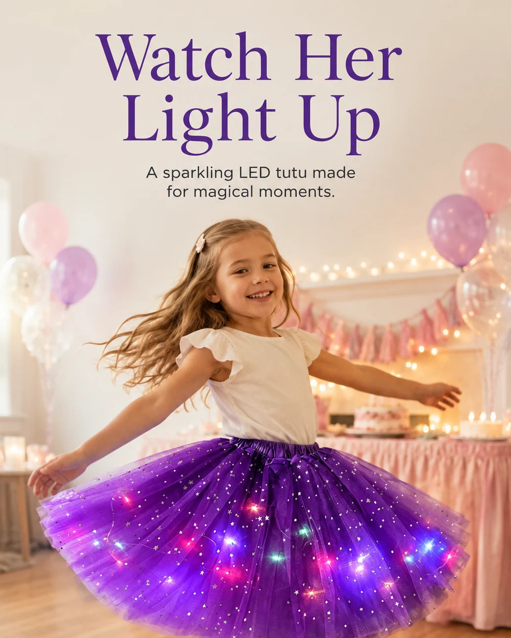 GlowTwirl – Light-Up Star Mesh Princess Tutu