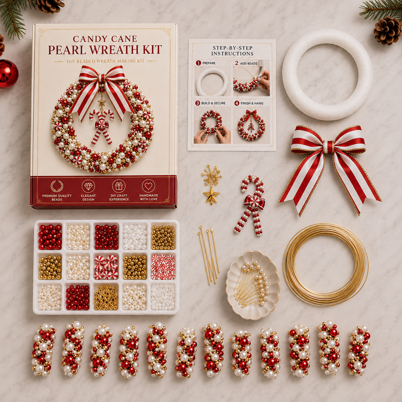 FestiveGlow – DIY Pearl & Bead Christmas Wreath